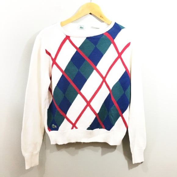 🍁Vintage Izod Lacoste Argyle Check Plaid Sweater - Picture 2 of 8